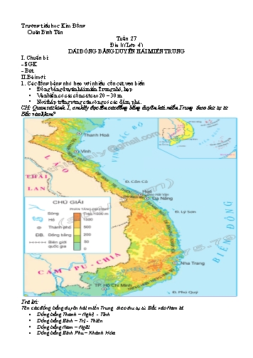 Bài giảng Địa lí Lớp 4 - Tuần 27: Dải đồng bằng duyên hải miền Trung