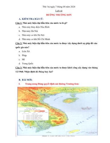 Bài giảng Lịch sử Lớp 5 - Đường Trường Sơn