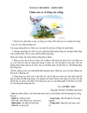 Bài giảng Tiếng Việt Lớp 2 - Bài: Chim sơn ca và bông cúc trắng - Tuần 21: Chủ điểm Chim chóc -