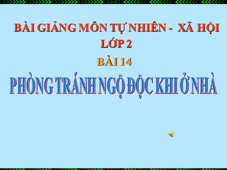 Bài giảng Tự nhiên xã hội Lớp 2 - Bài 14: Phòng tránh ngộ độc khi ở nhà