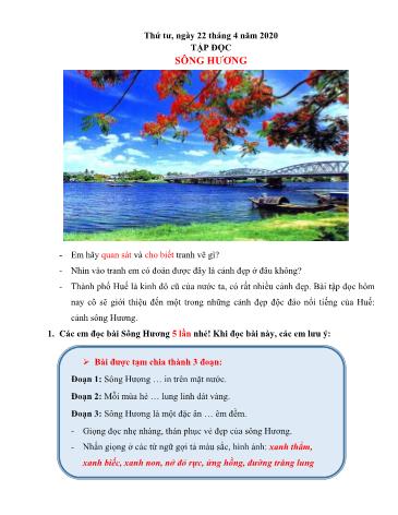 Bài tập Tập đọc - Sông Hương - tiếng Việt Lớp 2