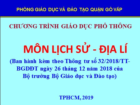 Bồi dưỡng giáo dục - Chương trình giáo dục phổ thông môn Lịch sử và Địa lí Tiểu học