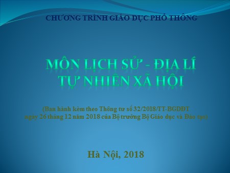 Chuyên đề - Chương trình giáo dục môn Lịch sử, Địa lí và Tự nhiên xã hội Tiểu học