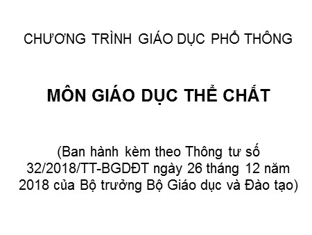 Chuyền đề - Chương trình giáo dục phổ thông môn Giáo dục thể chất Tiểu học