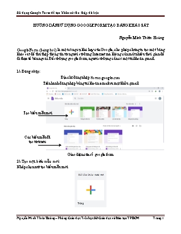 Chuyên đề - Hướng dẫn sử dụng Google Form tạo bảng khảo sát