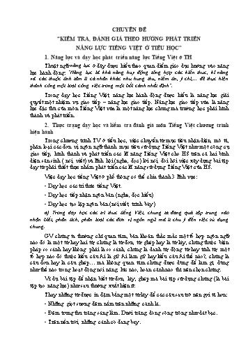 Chuyên đề - Kiểm tra, đánh giá theo hướng phát triển năng lực tiếng Việt ở Tiểu học