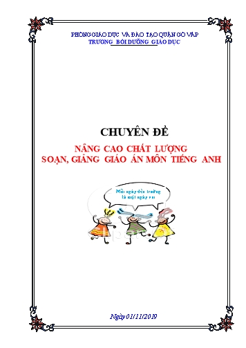 Chuyên đề - Nâng cao chất lượng soạn, giảng giáo án môn Tiếng Anh Tiểu học