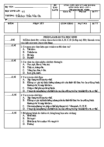 Đề kiểm tra cuối HKI - Khoa Sử Địa Lớp 4 (4.1)