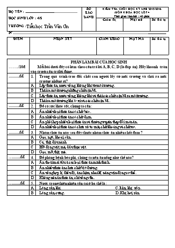 Đề kiểm tra cuối HKI - Khoa Sử Địa Lớp 4 (4.5)