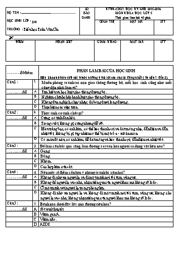 Đề kiểm tra cuối HKI - Khoa Sử Địa Lớp 5 (5.4)