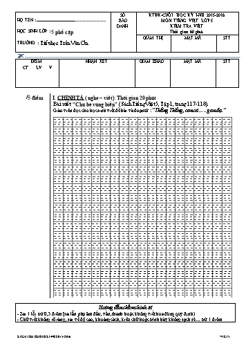 Đề kiểm tra cuối HKI (kiểm tra viết) - tiếng Việt Lớp 5 (phổ cập)