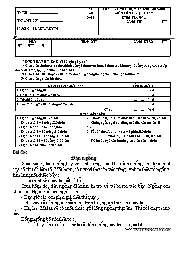 Đề kiểm tra cuối HKI - tiếng Việt Lớp 2