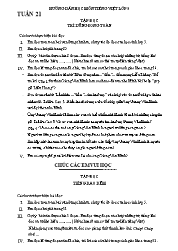Hướng dẫn học tiếng Việt Lớp 5 - Tuần 21: Trí dũng song toàn