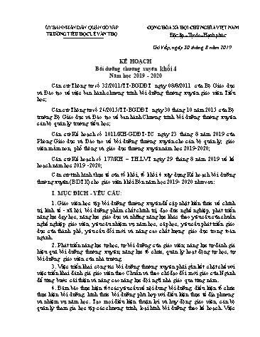 Kế hoạch - Bồi dưỡng thường xuyên Khối 4