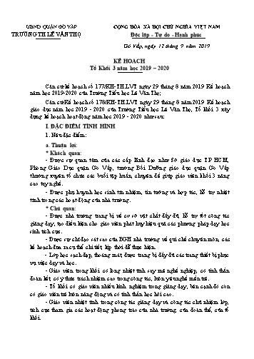 Kế hoạch năm học 2019 - 2020 - Tổ Khối 3