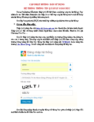 Tài liệu - Cập nhật hướng dẫn sử dụng hệ thống thông tin quản lý giáo dục