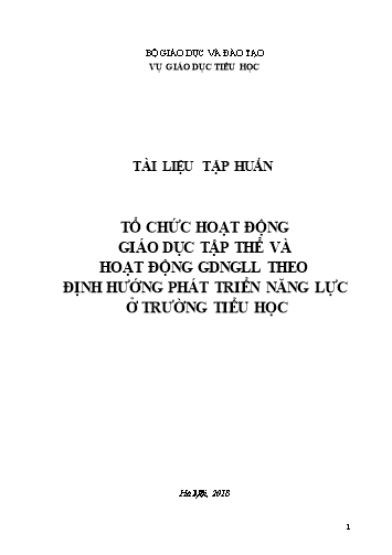 Tài liệu tập huấn - Tổ chức hoạt động GD tập thể và hoạt động GDNGLL theo định hướng phát triển năng lực ở trường Tiểu học