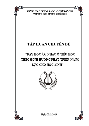 Tập huấn chuyên đề - Dạy học Âm nhạc ở Tiểu học theo định hướng phát triển năng lực cho học sinh