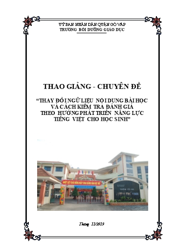 Thao giảng- Chuyên đề - Thay đổi ngữ liệu nội dung bài học và cách kiểm tra đánh giá theo hướng phát triển năng lực Tiếng Việt cho học sinh