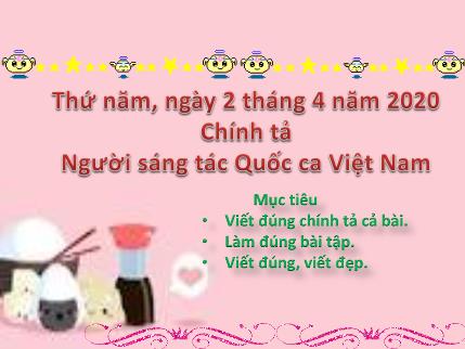 Bài giảng Chính tả - Bài: Người sáng tác Quốc ca Việt Nam - tiếng Việt Lớp 3