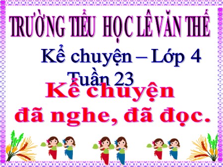 Bài giảng Kể chuyện tuần 23 - Kể chuyện đã nghe, đã đọc - tiếng Việt Lớp 4