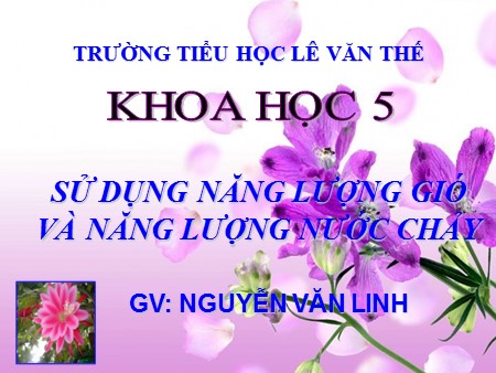 Bài giảng Khoa học Khối 5 - Bài 44: Sử dụng năng lượng gió và năng lượng nước chảy
