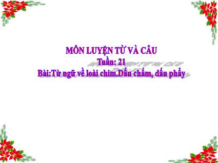 Bài giảng Luyện từ và câu - Từ ngữ về loài chim. Dấu chấm, dấu phẩy - tiếng Việt Lớp 2