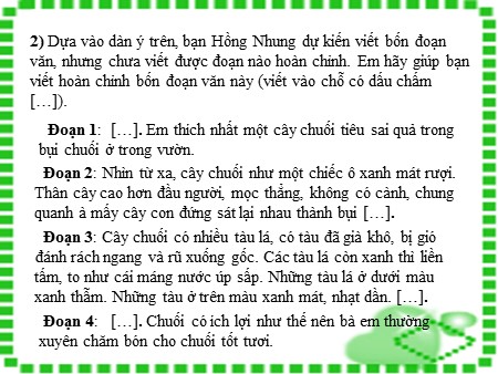 Bài giảng Tập làm văn - Luyện tập xây dựng đoạn văn miêu tả cây cối - Tiếng Việt Khối 4