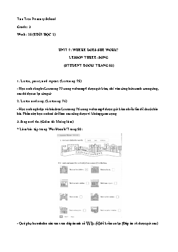 Bài giảng tiếng Anh Lớp 3 - Unit 7: Where does she work? (Lesson 3+ 4+ 5)