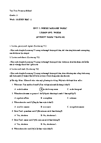 Bài giảng tiếng Anh Lớp 3 - Unit 7: Where does she work? (Lesson one: Words)