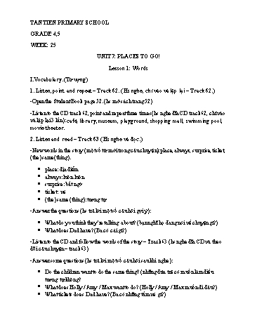Bài giảng tiếng Anh Lớp 4, 5 - Unit 7: Places to go! (Lesson 1: Words)