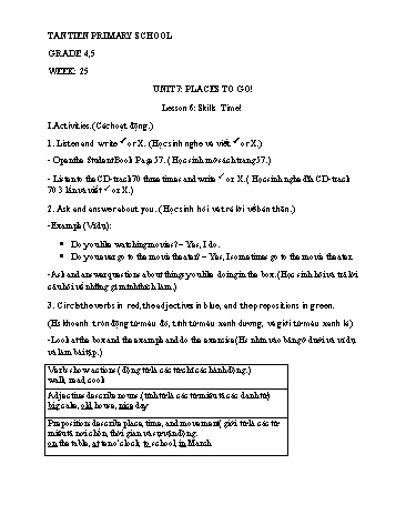 Bài giảng tiếng Anh Lớp 4, 5 - Unit 7: Places to go! (Lesson 6)