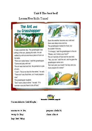 Bài giảng tiếng Anh Lớp 5 - Unit 8: The best bed! (Lesson 5+ 6: Skill time)