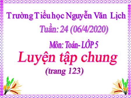 Bài giảng Toán Lớp 5 tuần 24 - Tiết: Luyện tập chung (trang 123)
