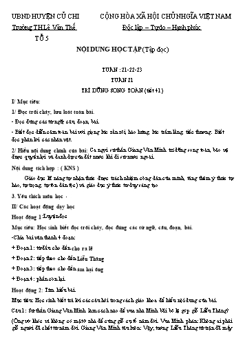 Nội dung ôn tập tiếng Việt Lớp 5 tuần 21, 22, 23 - Tiết 41: Trí dũng song toàn