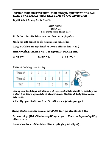 Phiếu ôn tập tại nhà - Tuần 24: Bảng chia 4, 5 - Toán Lớp 2