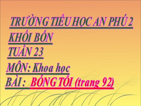 Bài giảng Khoa học Lớp 4 - Bài 46: Bóng tối