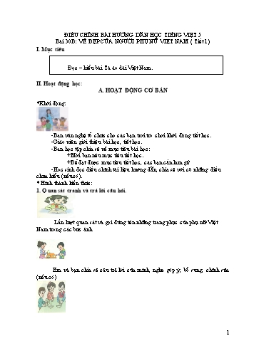 Điều chỉnh bài giảng - Bài 30B: Vẻ đẹp của người phụ nữ Việt Nam (tiết 1) - tiếng Việt Lớp 5