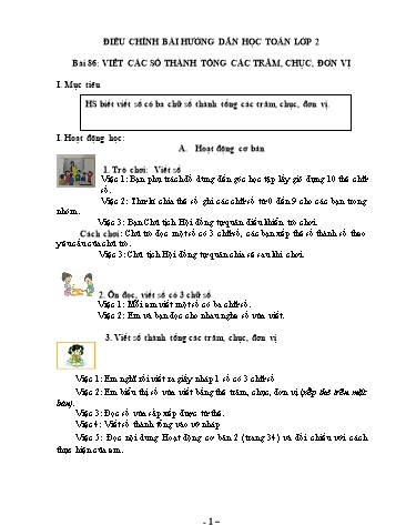 Điều chỉnh bài giảng - Bài 86: Viết các số thành tổng các trăm, chục, đơn vị - Toán Lớp 2