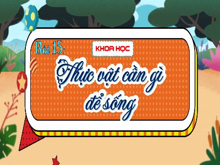 Bài giảng Khoa Học 4 - Tuần 14, Bài 15: Thực vật cần gì để sống