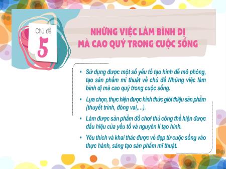 Bài giảng Mĩ Thuật 5 - Chủ đề 5: Những việc làm bình dị mà cao quý trong cuộc sống (Tiết 1)