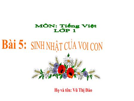 Bài giảng Tiếng Việt 1 - Tuần 20, Bài 5: Sinh nhật của voi con (Vũ Thị Đào) Bài giảng Tiếng Việt 1 - Tuần 20, Bài 5: Sinh nhật của voi con (Vũ Thị Đào)