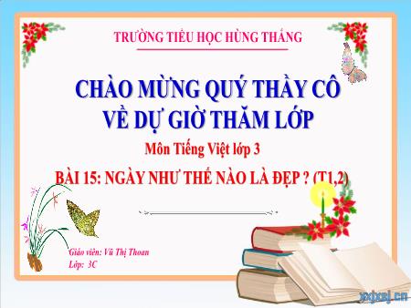 Bài giảng Tiếng Việt 3 - Tuần 26, Bài 15: Ngày như thế nào là đẹp? (Tiết 1+2)(Vũ Thị Thoan)