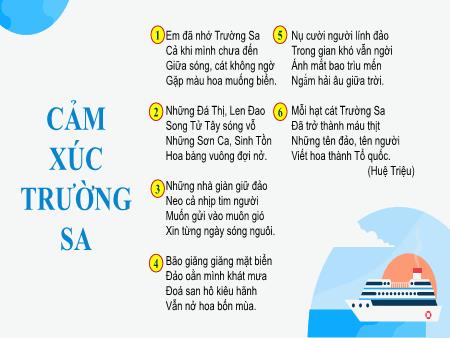 Bài giảng Tiếng Việt 4 - Tuần 23, Bài: Cảm xúc Trường Sa