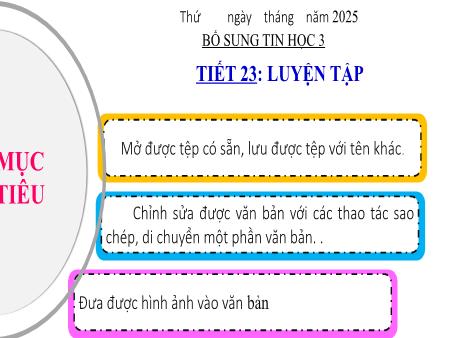 Bài giảng Tin Học 3 - Tiết 23: Luyện tập (Bổ sung)