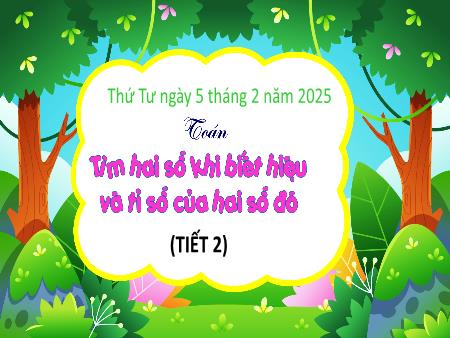 Bài giảng Toán 5 - Bài 39: Tìm hai số khi biết hiệu và tỉ số của hai số đó (Tiết 2)